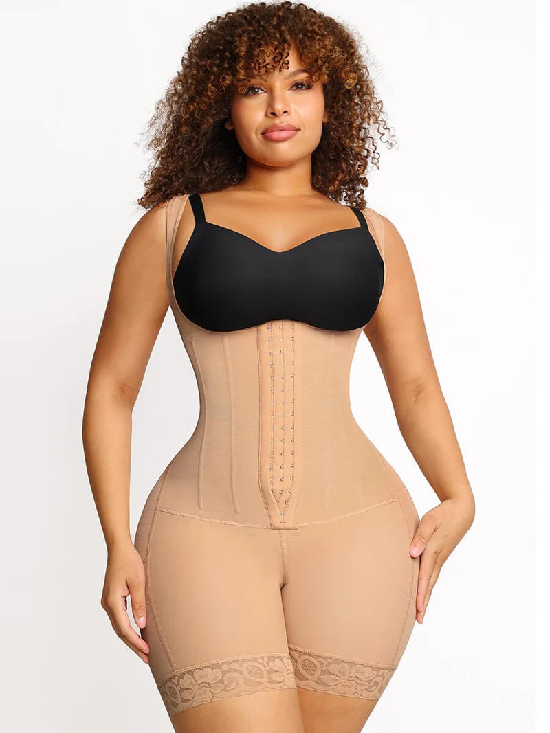 Reta Conpression Steel Boned Women Tummy Trimmer Control Shapewear skin color front photo
