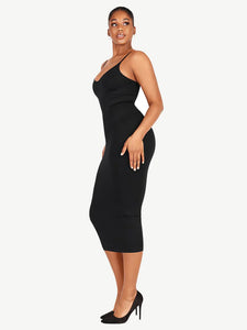 Reta Seamless Spaghetti Strap V-neck Maxi Shaper Dress Shapewear