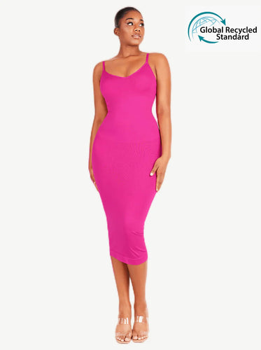 Reta Seamless Spaghetti Strap V-neck Maxi Shaper Dress Shapewear the best dress shapewear front photo