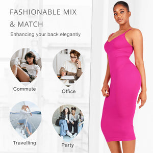 Reta Seamless Spaghetti Strap V-neck Maxi Shaper Dress Shapewear