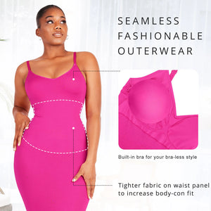 Reta Seamless Spaghetti Strap V-neck Maxi Shaper Dress Shapewear