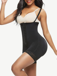 Reta Full Body Shaper Fajas Big Size Lace Trim Shapewear black in color side & back photo